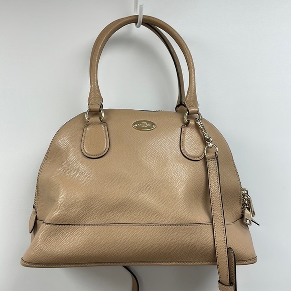 Vintage Coach Satchel Leather Crossbody Bag Tan 12"x9"x5" - Picture 1 of 9